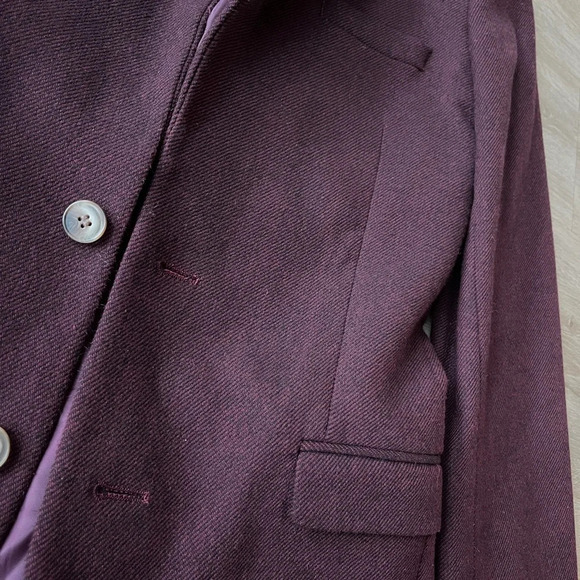 ASOS Design Burgundy Twill Suit Jacket Slim - Picture 4 of 13